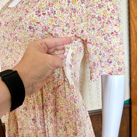 Vintage 90s designer Les Habitudes ditsy floral babydoll dress size large - Picture 11 of 11